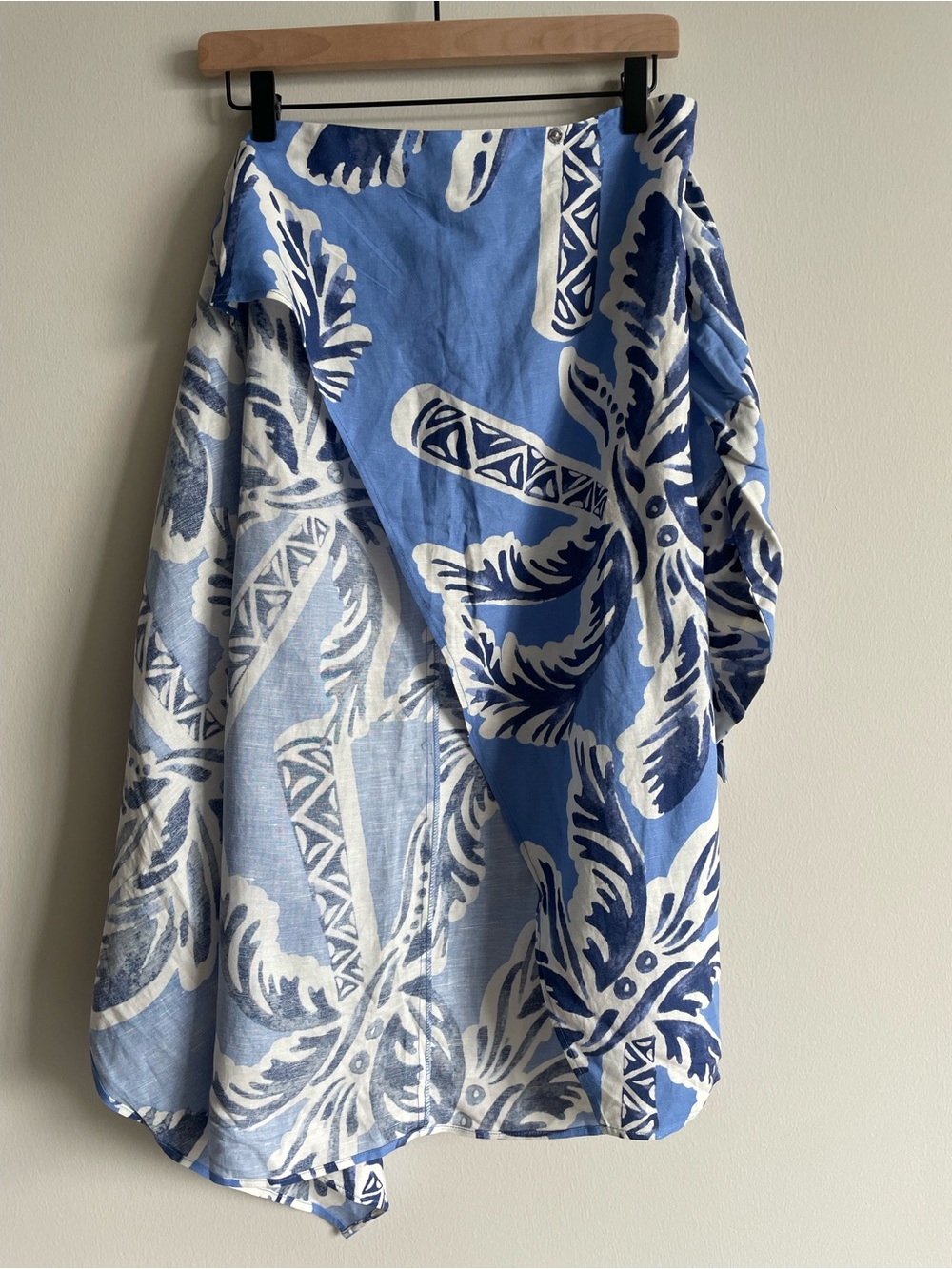H&M linen blend faux wrap skirt tropical summer vacation beach Greece 8 - Picture 2 of 5
